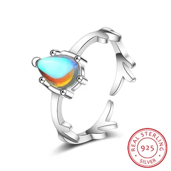 

Personality 925 Sterling Silver Blue Crystal Elk Antlers Rings for Women Christmas Gift Silver 925 Jewelry