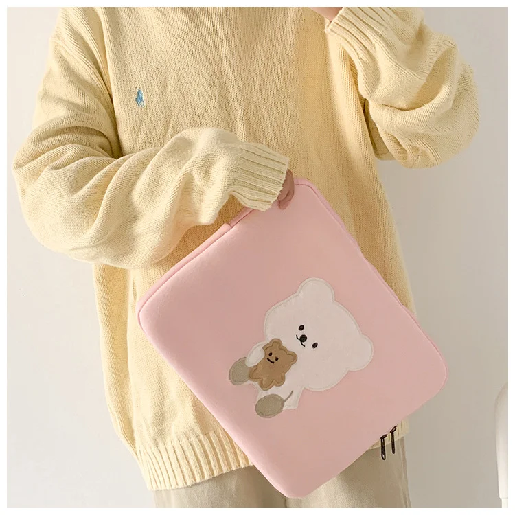タブレットケースポーチ韓国かわいいクマラップトップバッグ女子学生バッグ11インチ13インチipadポーチ保護 Aliexpress パソコン オフィス