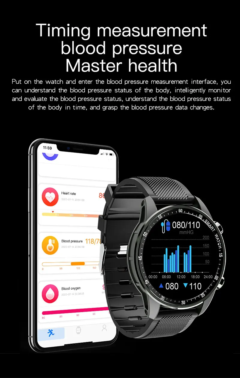 UGUMO 2022 New Smart Watch IP68 Waterproof SmartWatch BT call Answer temperature Heart Rate Monitor blood pressure watch bands