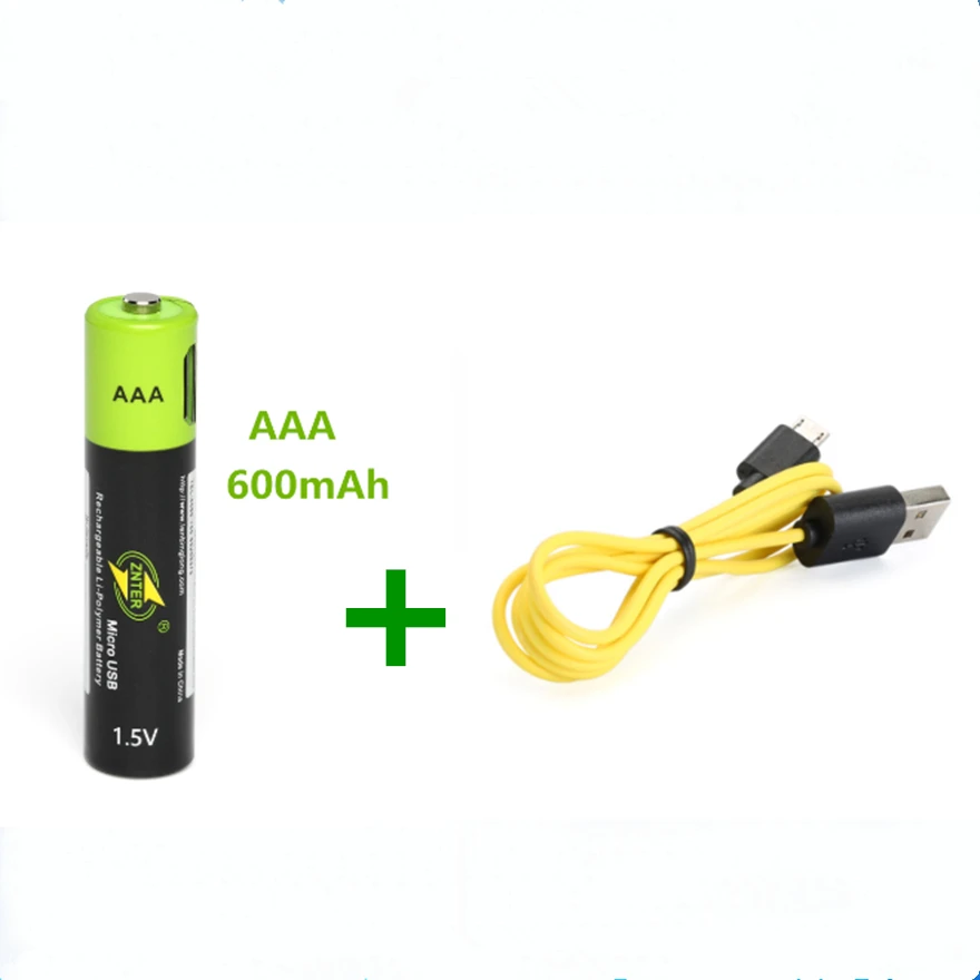 1 шт. перезаряжаемая батарея ZNTER 5 В AAA 600 мА/ч USB литий-полимерная аккумуляторная +
