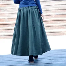 Осень и зима Ретро Повседневная Высококачественная льняная Женская юбка большого размера плюс 7XL 6XL элегантные женские юбки