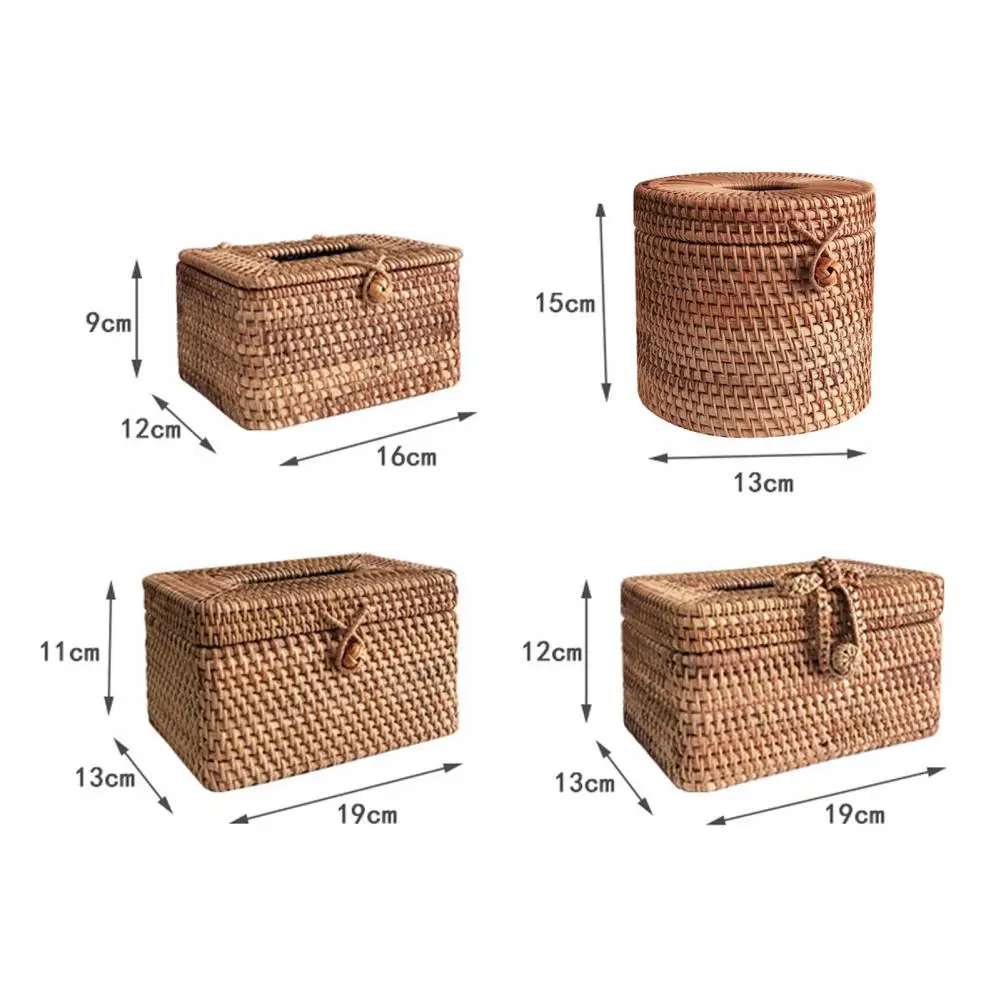 Tissue Box Eco-friendly Large Capacity Rattan Rectangular Facial Paper Holder High Toughness Space-saving Burr Free Great Boxes 5