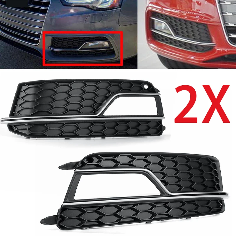 

For Audi A5 Front Bumper Fog Light Lamp Grille Grill Cover Honeycomb Mesh Mid-Net Fog Lampshade 2013 2014 2015 2016 2017