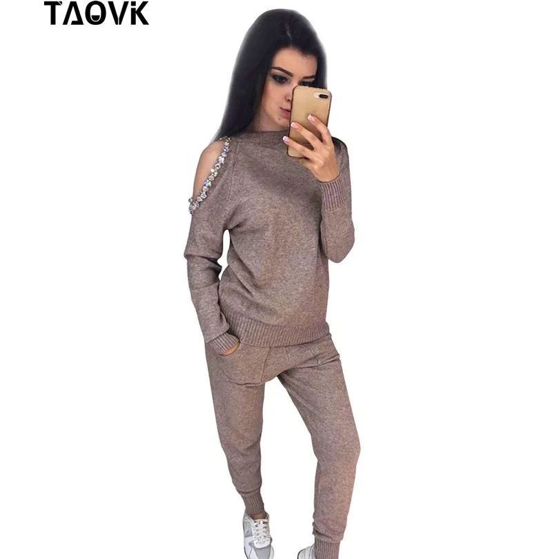 Женский трикотажный костюм из двух предметов TAOVK Трикотажный двойка с