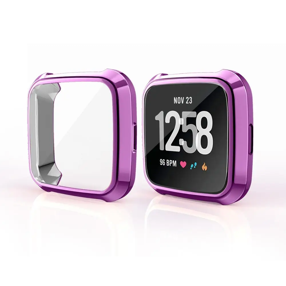 Защитная крышка на 360 градусов для Fitbit Versa Lite 2 Band чехол с покрытием для FitBit Versa/Versa2 аксессуары защитный чехол для экрана - Цвет: purple