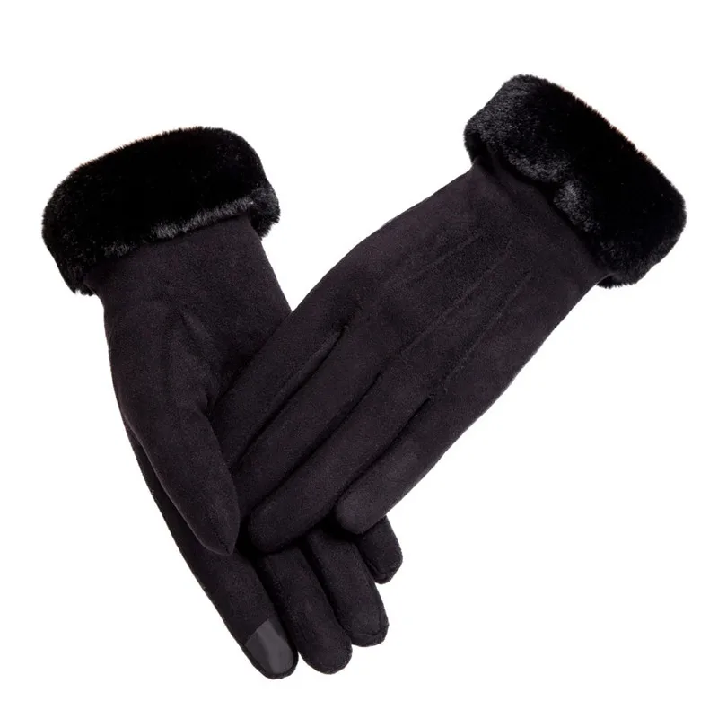 Новые модные женские перчатки осень зима милые пушистые теплые рукавицы полный митенки для пальцев женские спортивные перчатки для улицы