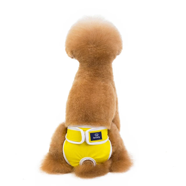 Dog Physiological Pants Solid Color Washable Diaper Washable Sanitary Panties Shorts Female Dog Briefs Pet Menstrual Pants Yellow