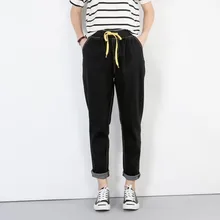 Новые осенние, мешковатые джинсы размера для дам, толстые мм200кг шаровары, стрейч брюки с высокой талией для женщин