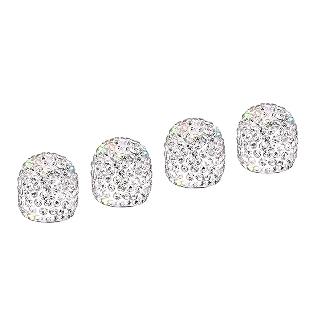 4pcs Tires Valve Stem Caps Wheel Motorcycle Accessories, Handmade Sparkling Rhinestone 7.5mm White, pink, black