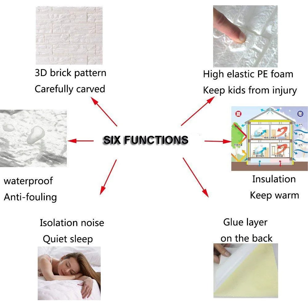 DIY 3D Brick PE Foam Wallpaper Self-adhesive Panels Room Decal Stone Decoration Embossed brick wallpaper Wall Stickers #2d08 (2)