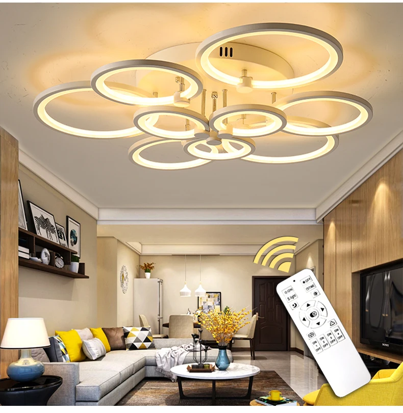 White&ampBlack Modern LED Chandelier Lustre For Living Room Light Bedroom Dining room Acrylic Ceiling Lighting Luminaire | Освещение