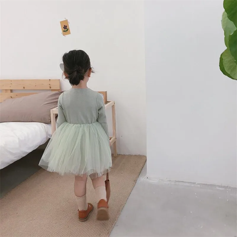 Платье принцессы с юбкой-пачкой Детские праздничные платья Vestido для девочек Осенняя детская одежда с длинными рукавами для девочек от 1 до 8 лет