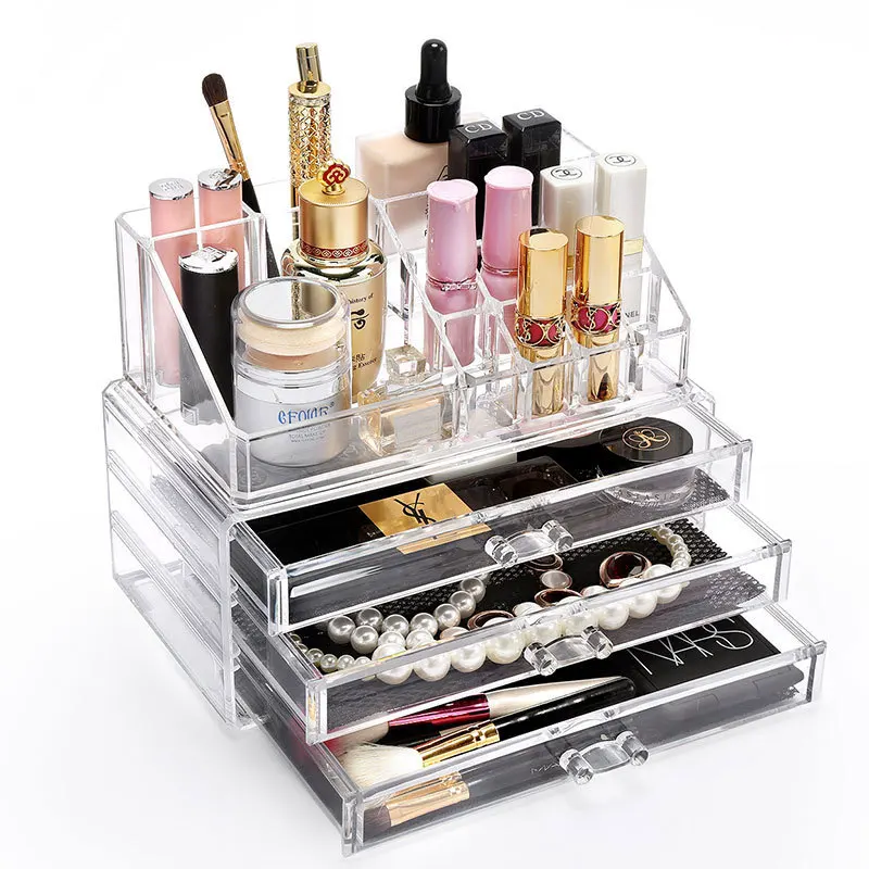 

Makeup organizador Transparent Multi-storey Drawer Type Cosmetics Box Desktop Jewelry Box earrings kutu organizer