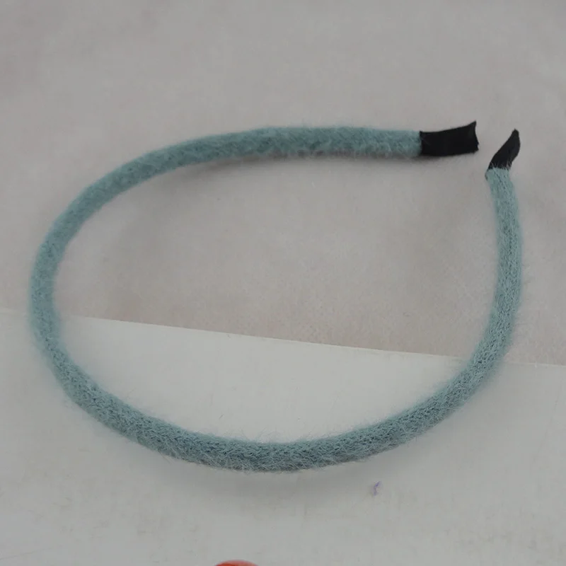 Mint Green 10 шт., 5 мм, шерстяные меховые вязаные простые металлические повязки для волос, обручи для волос, аксессуары для волос, зимние повязки для волос - Цвет: Mint Green