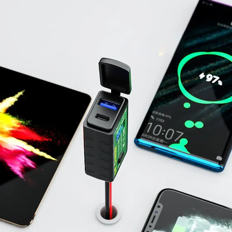 Водонепроницаемое зарядное устройство QC3.0 PD Type C для мотоцикла 12 В 24 адаптер SAE USB с