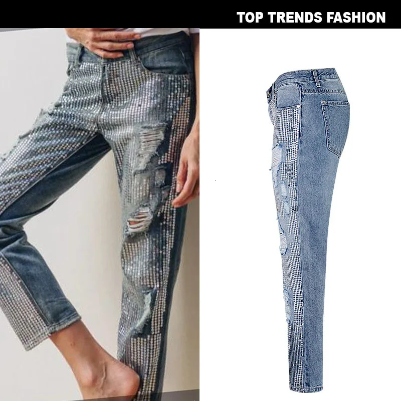 MEVGOHOT/модные женские джинсы с блестками и высокой талией, прямые блестящие джинсы больших размеров, уличная одежда, блестящие джинсы Femme HAA009