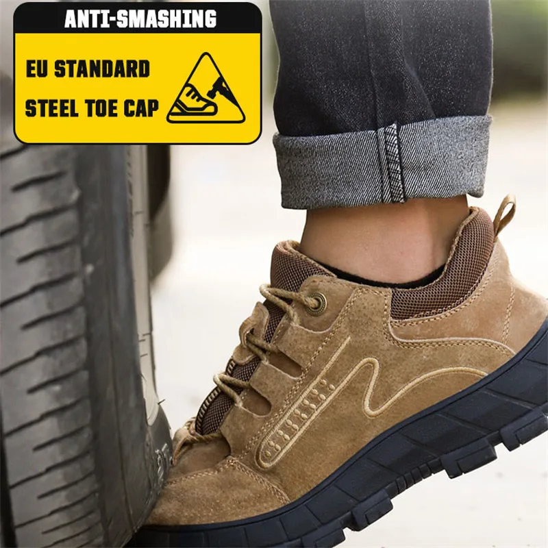 Mens steel toe cap safety trainers work boots hiking shoes size high/low ankle 