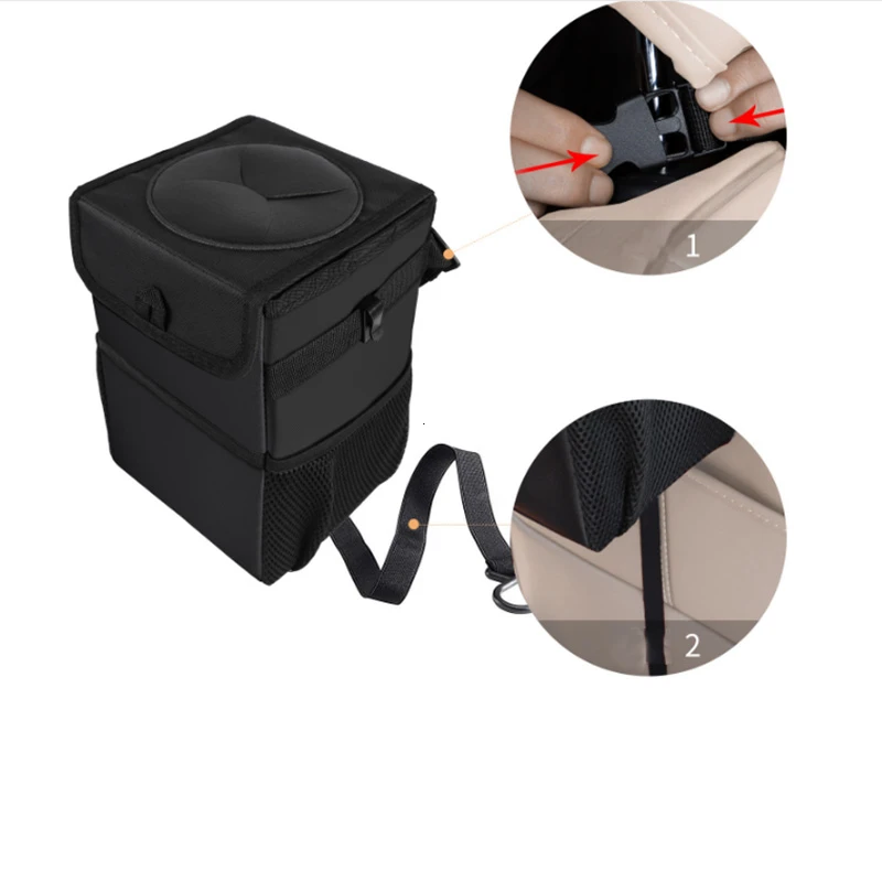 Car waterproof car trash can, auto parts organizer, trash can trash can, car storage bag - Image 4