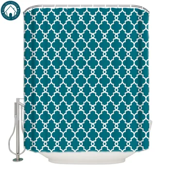 

Moroccan Blue Pattern Shower Curtain Waterproof Bathroom Curtain