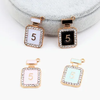 

Mix 10pcs/pack Perfume Crystal Metal Charms Golden Pendants Earring DIY Fashion Jewelry Accessories 18*30mm Enamel Charms