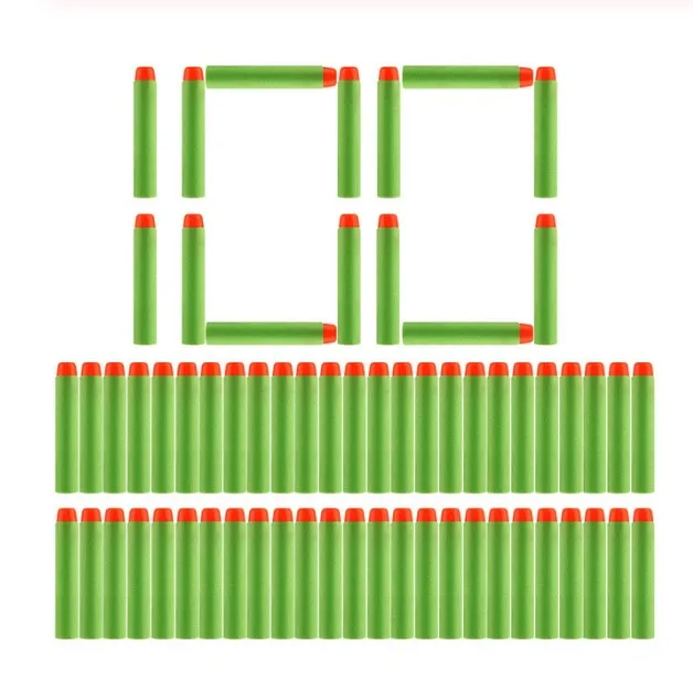 100 шт для пуль Nerf EVA Мягкая полая головка 7,2 см заправка пули дротики для Nerf аксессуары для игрушечного пистолета для Nerf бластеров - Цвет: Зеленый цвет