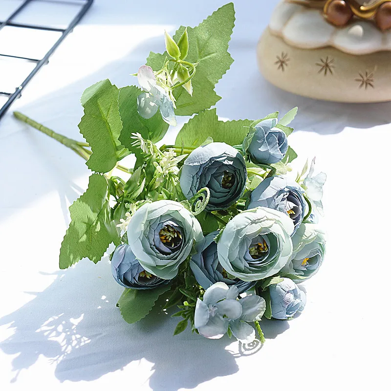 30 см Artificial10 голова Весенняя чайная роза домашний DIY декоративный искусственный цветок Свадебная Невеста Холдинг ряд цветов Материал Рождественский Декор