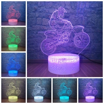 

3D Lamp Motorcycle Rider Cool Night Light Novelty Motorcycle Table Lamp LED Lampara RGB Change Boys Christmas Gift Special Decor