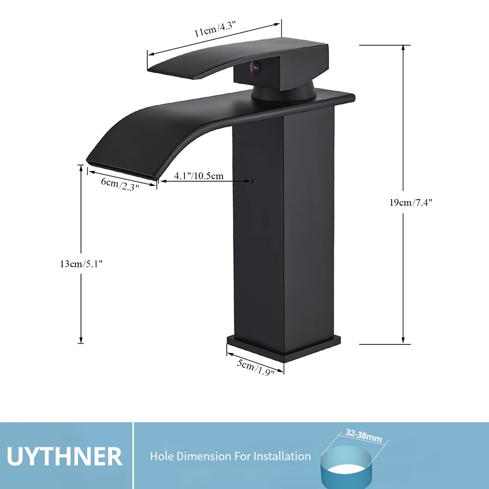 Bathroom Faucet Bathroom Waterfall Basin Sink Faucet Black Faucets Brass Bath Faucet Hot&Cold Water Mixer Vanity Tap Deck Mounted Washbasin Taps