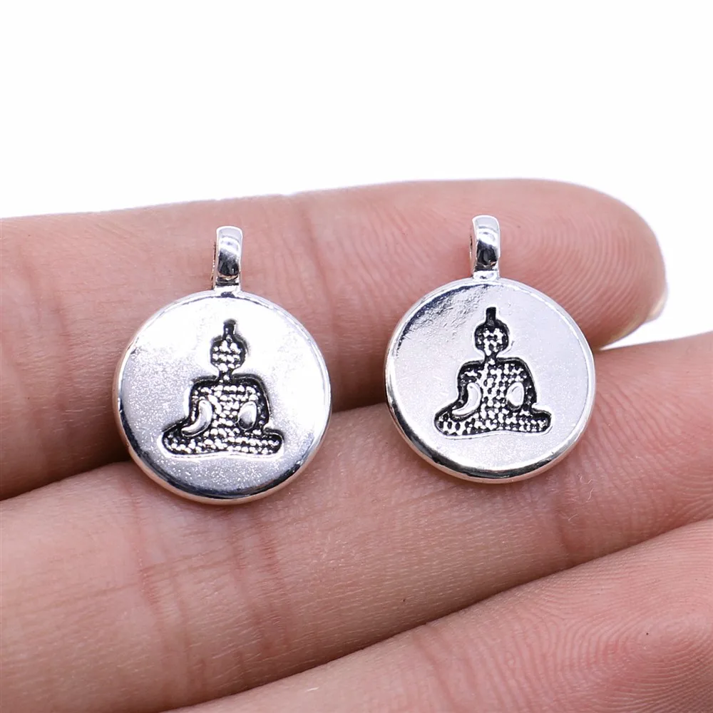 8pcs 2 Colors Antique Silver Color Bronze Tone 19x14mm Buddha Statue Charms Pendant Jewelry Findings | Украшения и аксессуары