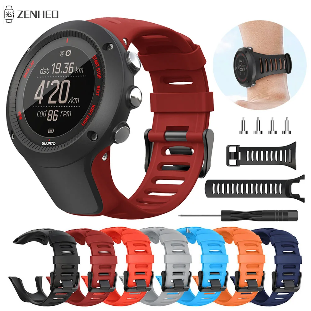 Ремешок силиконовый 24 мм для Suunto Ambit 1/2/2R/3P/3S/3R сменный Браслет часов SUUNTO 1 2 3 |