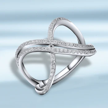 

925 Sterling Silver Ring Cubic Zircon Irregular Cross Style 2020 Propose Marriage Engagement Wedding Rings Fine Jewelry