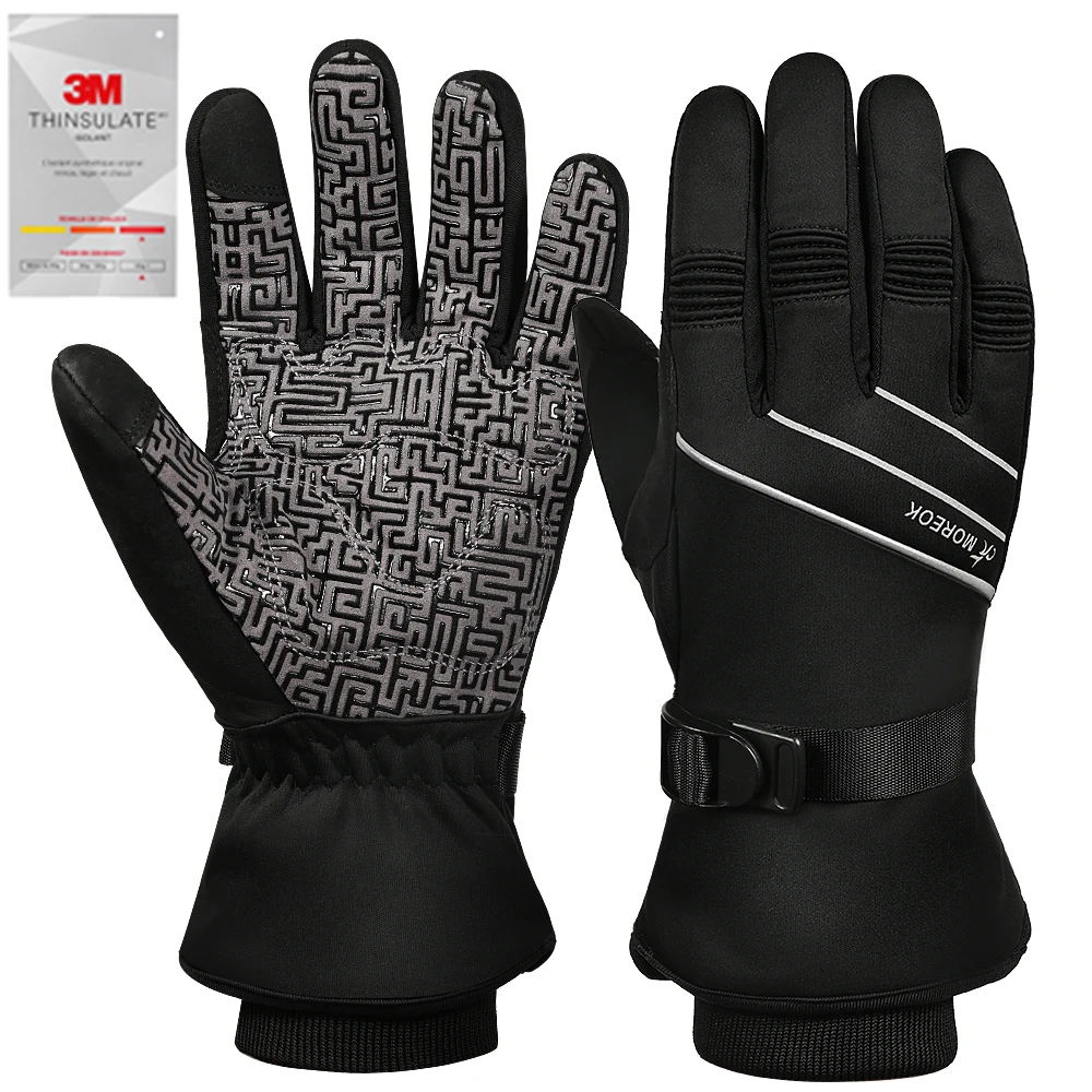 3m Thinsulate Thermal Winter Warm Men's Black Full Finger Gloves 