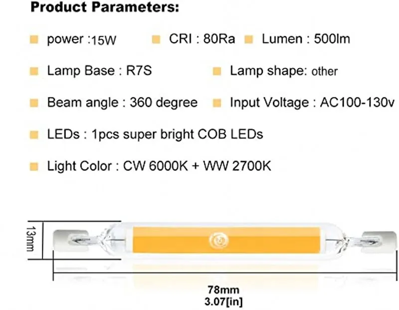 Tanie LED R7S 118MM 50W super bright potężny reflektor 78mm118mm AC220V sklep