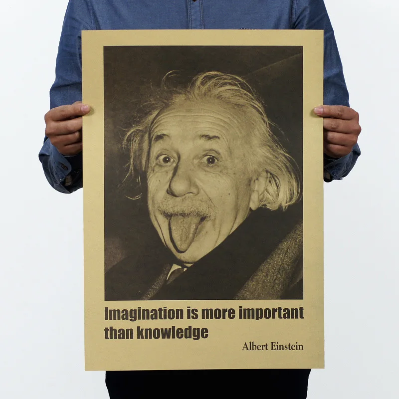 

[H219] Imagination than Knowledge More Important-Einstein/Kraftpaper Decorative Painting 51.5X36 Cm