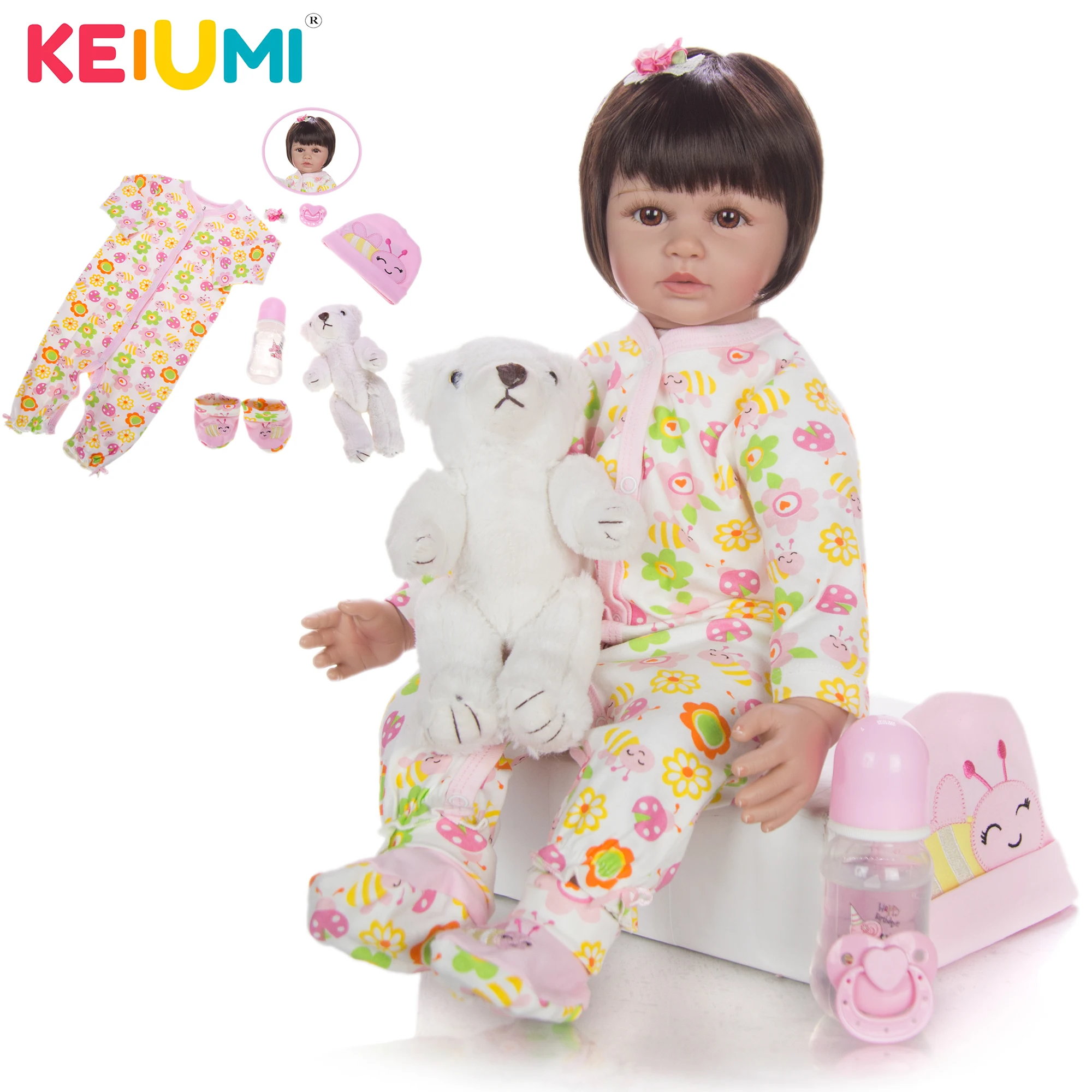 KEIUMI Модная Кукла Reborn 60 см силиконовая Мягкая кукла Baby Boneca Menina Lifelike Bebe House Play Toy Kid