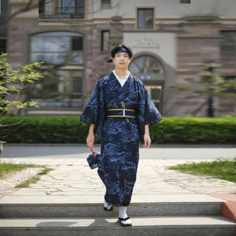 Costume Japanese Kimono Man Samurai Cosplay Karate Kimono Japones Yukata Haori Men Traditional Japanese Mens Clothing FF2605