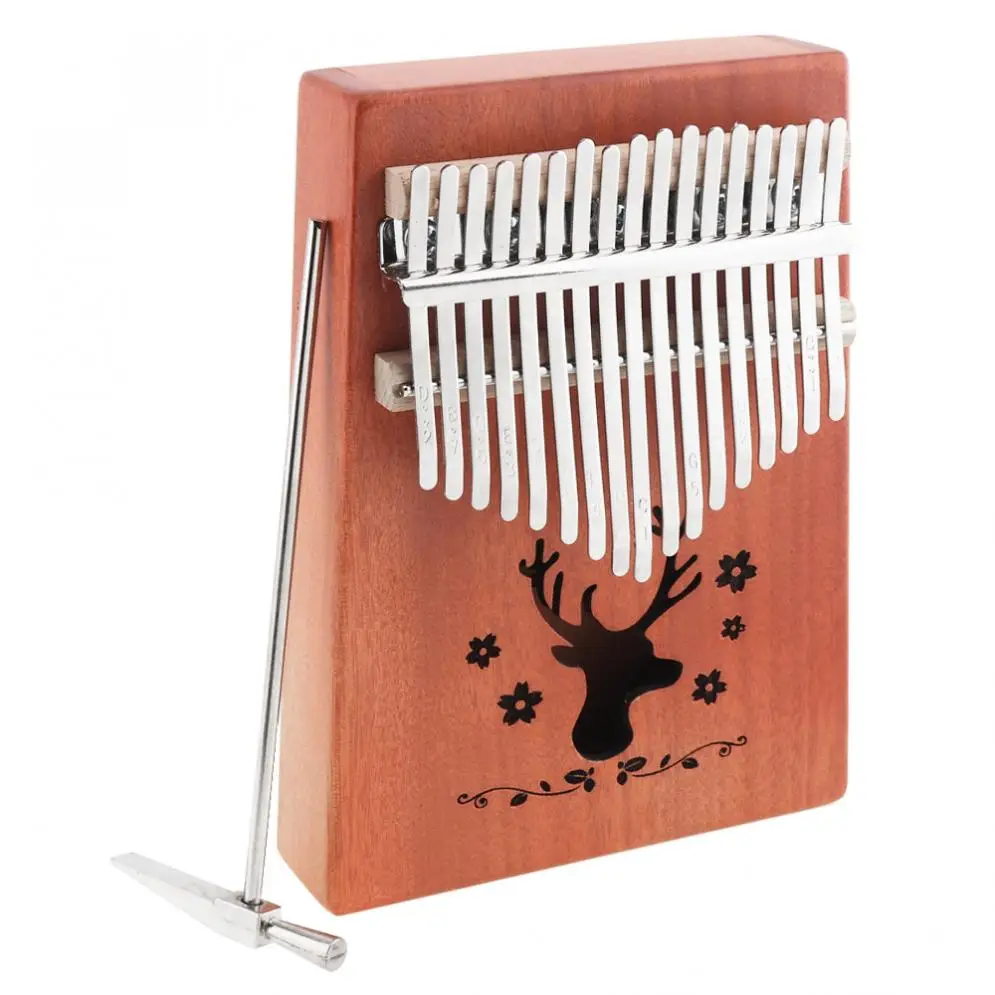 

17 Key Kalimba Elk Sound Hole Single Board Mahogany Thumb Piano Mini Keyboard Instrument with Complete Accessories Hot