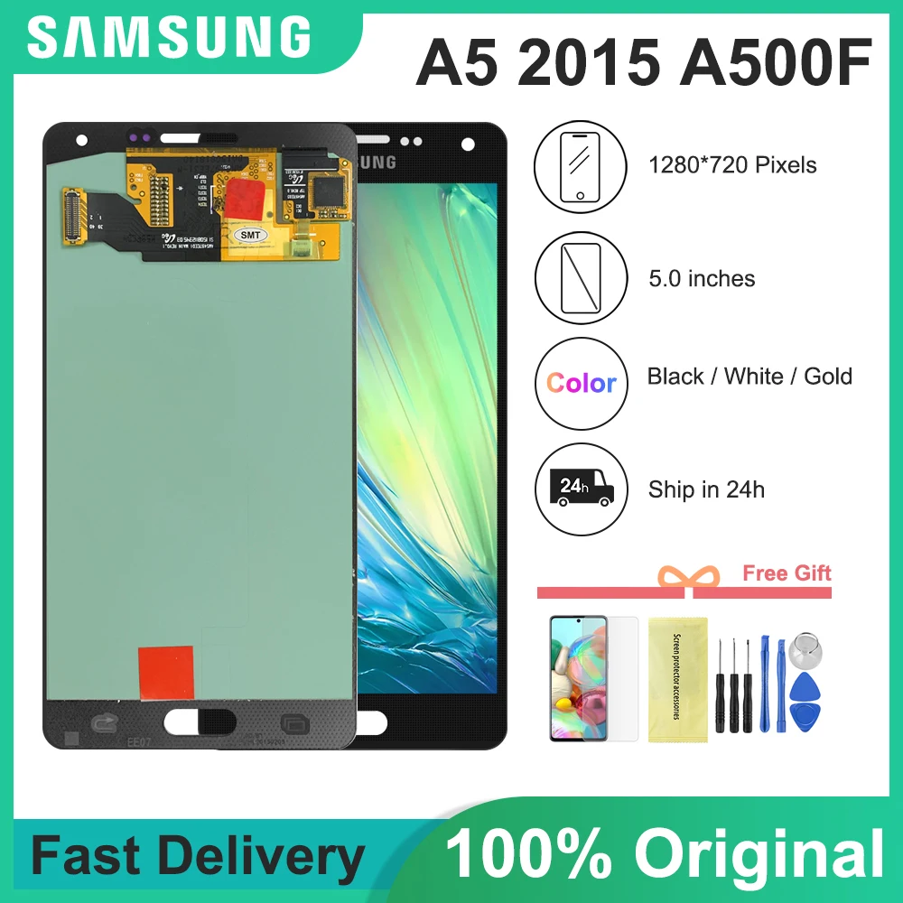 ЖК-дисплей 5 0 дюйма Super AMOLED для SAMSUNG Galaxy A5 2015 дисплей A500FU A500 A500F A500M сенсорный экран