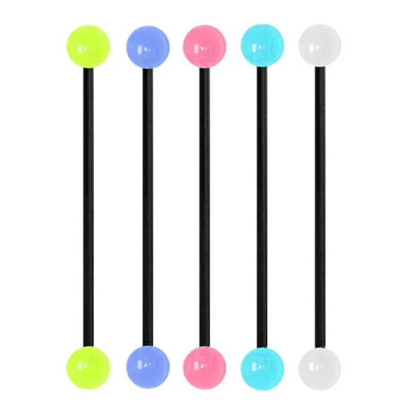 TIANCIFBYJS Acrylic Grow In Dark Industrial Barbell Earring 14 Gauge Helix Tragus Cartilage Body Piercing Jewelry Mix 5 Colors | Украшения