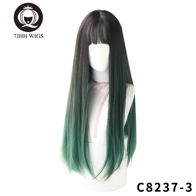 7JHH WIGS Light Brown Wig For Women With Fringe Fashion Heat Resistant Mid-Length Synthetic Wig C8237-3