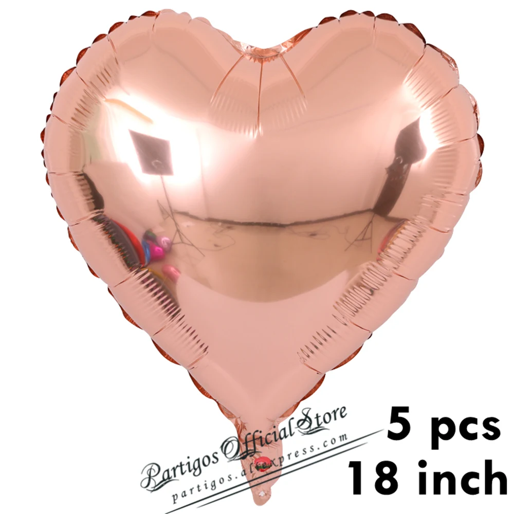 1 компл. 4D розовое золото свадебные украшения, воздушные шары из фольги металлические блестящие звезды глобусы День Рождения Декор поставки баллоны с гелием - Цвет: 5pcs 18inch heart