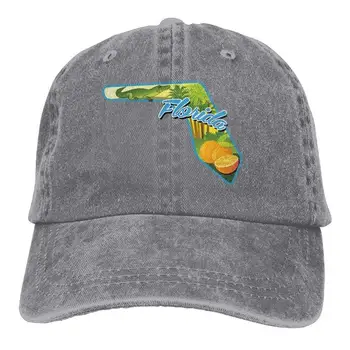 

Florida State Map Animal Denim Hat Adjustable Male Plain Baseball Cap