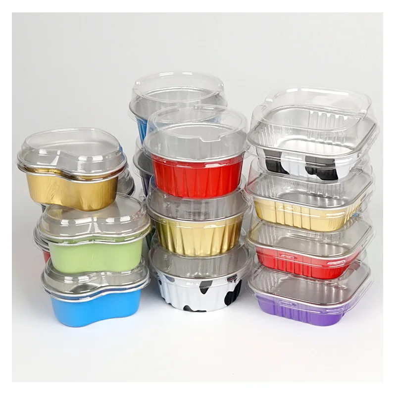 

20pcs Baking mold aluminum foil cup high temperature resistant toasted caramel pudding cup 100ml 125ml cake cream cup with lid