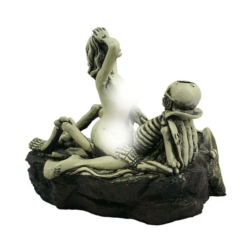 

Skeleton Head Resin Ashtray Skull Ghost & Beauty Statue Craft Ashtray @LS