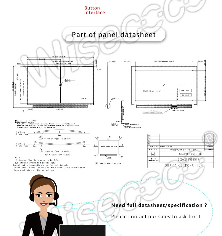 Wiscoco Ноутбук 13,3 дюймов 1920*1080 full HD ips ЖК-экран с HDMI тип-c драйвер платы ПОДДЕРЖКА модель мобильного телефона LQ133M1JW15