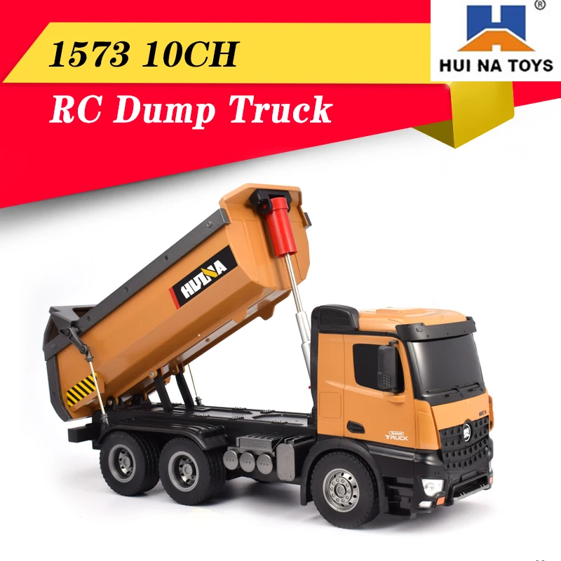 

HUINA 1573 1:14 2.4G 10CH RC Car Brush Motor Trucks Metal Dump Truck Model Charging RTR Truck Construction Vehicle Children Gift