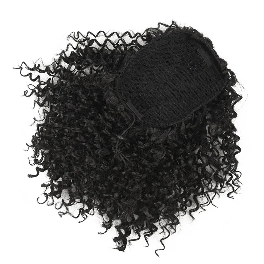 Рафинированные волосы синтетические кудрявые конский хвост 8 дюймов смешанный цвет шнурок конский хвост шиньоны с двумя гребнями черный коричневый бордовый - Цвет: 1b