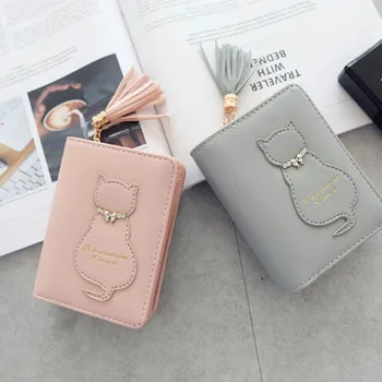 

Women Tassel Short Cat Wallet Zipper Coin Purse Small Change Card Holder Purse XIN-Shipping