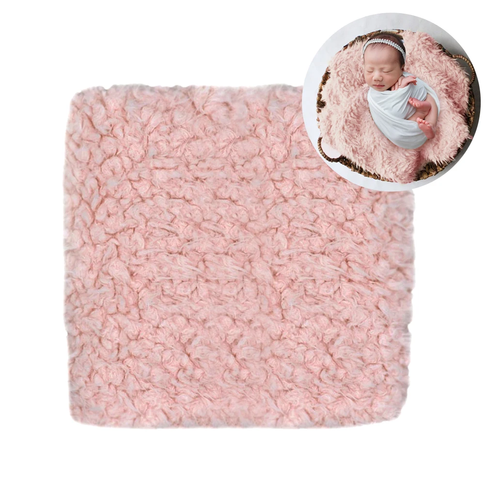 Dark Pink Теплый сплошной мат обёрточная бумага искусственный мех детское одеяло мягкий фон ковер реквизит для фотосессии новорожденных унисекс квадратный писк - Цвет: Dark Pink