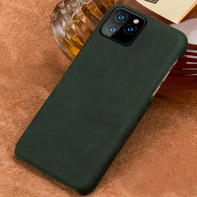 LANGSIDI кожаный чехол для телефона для iphone 11 pro max Crazy Horse роскошный Винтажный чехол для Apple iphone XR X 8 7 6s XS Plus - Цвет: Зеленый